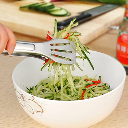 Stainless Steel Barbecue Steak Clip Tongs BBQ Roasting Shovels Leak Steak Shovel Spatula Food Clamp Bread Clips, Length: 24cm