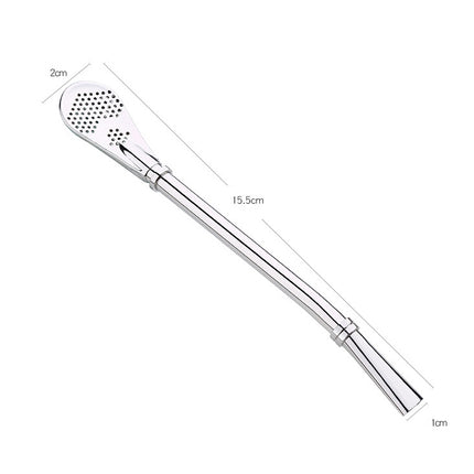 Stainless Steel Tea Leaf Filtered Drinking Straw Herb Tea Filter Tea Strainer Juice Cafe Coffee Stirring Spoon