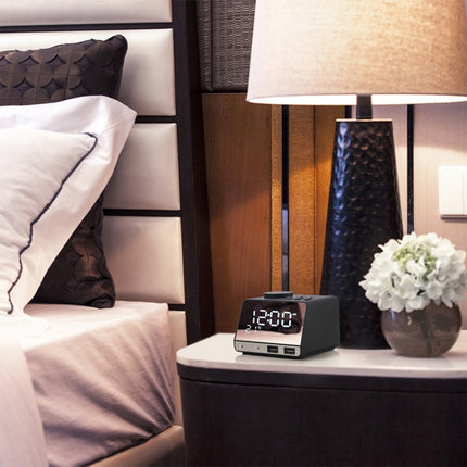 K11 Bluetooth Alarm Clock Speaker Creative Digital Music Clock Display Radio with Dual USB Interface, Support U Disk / TF Card / FM / AUX, EU Plug