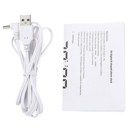 Multi-Function Large 3D LED Digital Wall Alarm Clock with Snooze Function, 12/24 Hours Display for Home, Kitchen, Office, DC 5V, CE Certificated