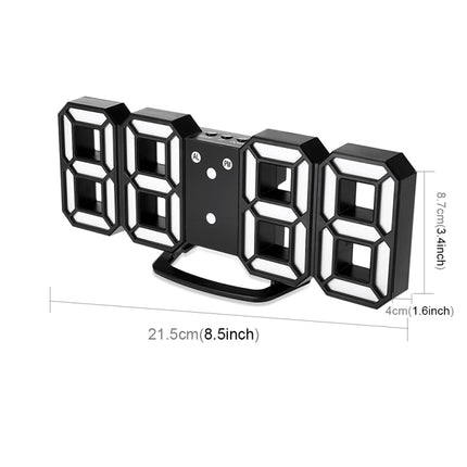 Multi-Function Large 3D LED Digital Wall Alarm Clock with Snooze Function, 12/24 Hours Display for Home, Kitchen, Office, DC 5V, CE Certificated, Black Body Blue Characters, Black Body White Characters