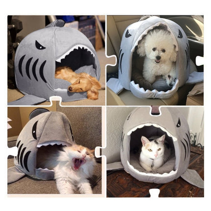 Indoor Pet Dog Puppy Cat Warm House Sharks Pet Sleeping Bed Nest, M Size: 50x50x48cm - DealBuddy