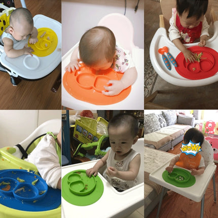 Smile Style One-piece Round Silicone Suction Placemat for Children, Built-in Plate and Bowl - DealBuddy