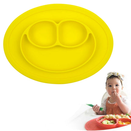 Smile Style One-piece Round Silicone Suction Placemat for Children, Built-in Plate and Bowl - DealBuddy