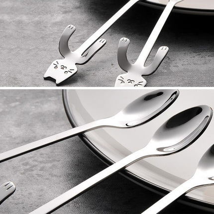 Creative 304 Stainless Steel Cartoon Cat Handle Coffee Stirring Spoons, 11.8*1.8cm