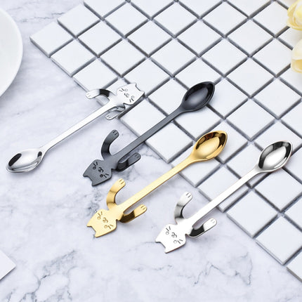 Creative 304 Stainless Steel Cartoon Cat Handle Coffee Stirring Spoons, 11.8*1.8cm