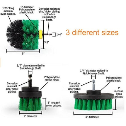 3 PCS Bathroom Kitchen Cleaning Brushes Kit for Electric Drill, 3 in 1 (Green), 3 in 1 (Blue), 3 in 1 (Red), 3 in 1 (Yellow) - DealBuddy