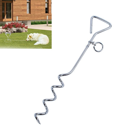 Stainless Steel Dog Spiral Tie Out 360 Degree Rotation Anti Wrap Fixed Pile Outdoor Camping Stake, Size:42cm*8mm, Size:42cm*8mm - DealBuddy