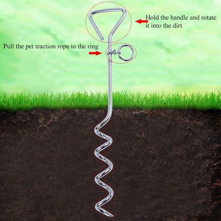 Stainless Steel Dog Spiral Tie Out 360 Degree Rotation Anti Wrap Fixed Pile Outdoor Camping Stake, Size:42cm*8mm, Size:42cm*8mm - DealBuddy