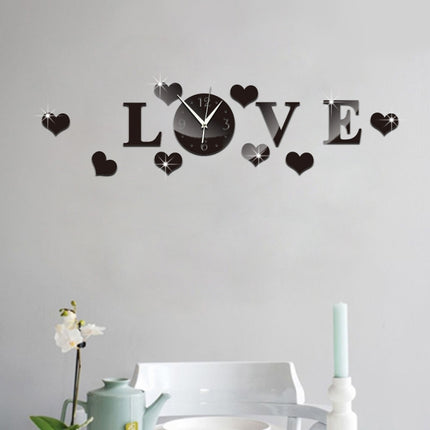 Creative LOVE Clock Acrylic Mirror DIY Wall Sticker