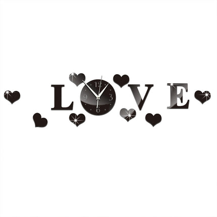 Creative LOVE Clock Acrylic Mirror DIY Wall Sticker