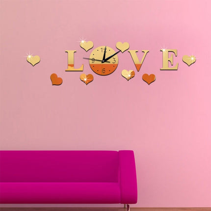 Creative LOVE Clock Acrylic Mirror DIY Wall Sticker