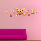 Creative LOVE Clock Acrylic Mirror DIY Wall Sticker