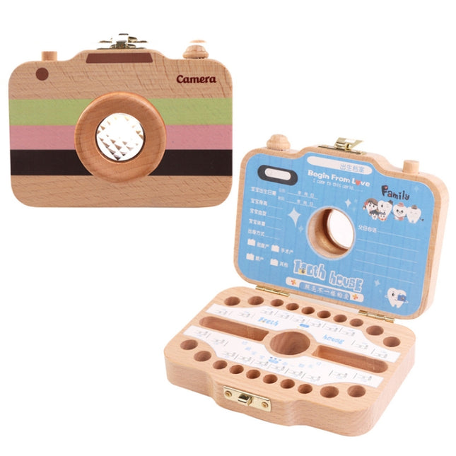 Creative Wooden Children Camera Deciduous Tooth Preservation Box Baby Teeth Tooth House Storage Box, HC2455A, HC2455B, HC2455C, HC2455D - DealBuddy
