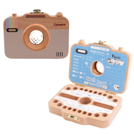 Creative Wooden Children Camera Deciduous Tooth Preservation Box Baby Teeth Tooth House Storage Box
