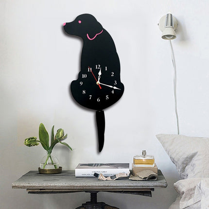 Home Office Bedroom Decoration Battery Operated Dog Shaped Wall Clock with Swinging Tails, Size : 42 x 18cm