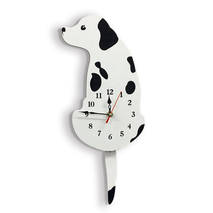 Home Office Bedroom Decoration Battery Operated Dog Shaped Wall Clock with Swinging Tails, Size : 42 x 18cm, Dog (White), Dog (Black) - DealBuddy