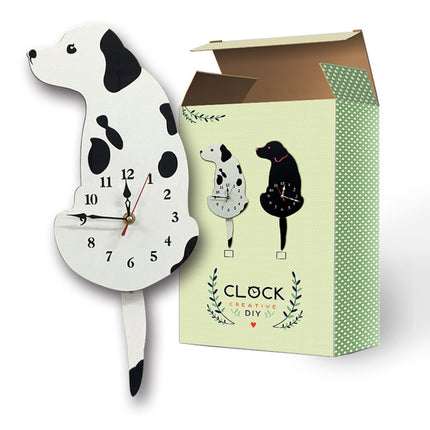 Home Office Bedroom Decoration Battery Operated Dog Shaped Wall Clock with Swinging Tails, Size : 42 x 18cm, Dog (White), Dog (Black) - DealBuddy