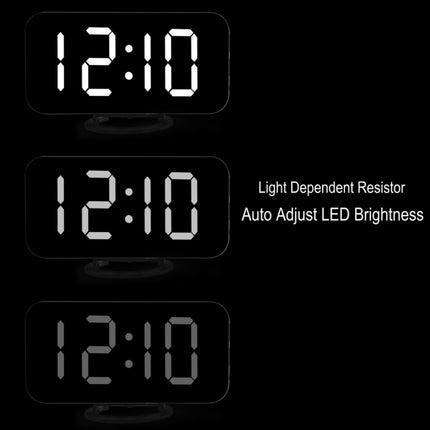 Multifunction Creative Mirror Reflective LED Display Alarm Clock with Snooze Function & 2 USB Charge Port - DealBuddy