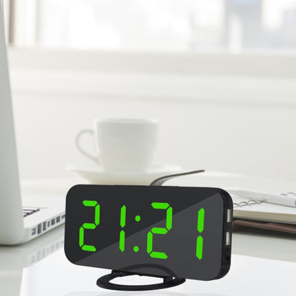 Multifunction Creative Mirror Reflective LED Display Alarm Clock with Snooze Function & 2 USB Charge Port - DealBuddy