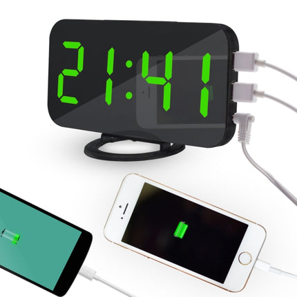 Multifunction Creative Mirror Reflective LED Display Alarm Clock with Snooze Function & 2 USB Charge Port - DealBuddy