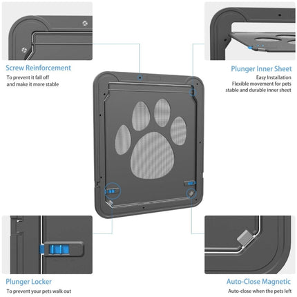 Pet Footprint Pattern Dog Auto Lock / Lockable Gate Cat Safe Flap Window Pet Screen Door, Size: 42x37cm, 42x37cm - DealBuddy