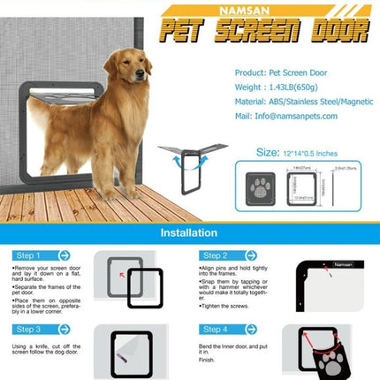 Pet Footprint Pattern Dog Auto Lock / Lockable Gate Cat Safe Flap Window Pet Screen Door, Size: 42x37cm, 42x37cm - DealBuddy