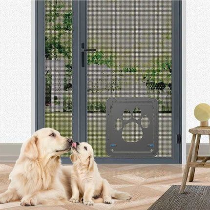 Pet Footprint Pattern Dog Auto Lock / Lockable Gate Cat Safe Flap Window Pet Screen Door, Size: 42x37cm, 42x37cm - DealBuddy