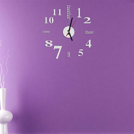 Lovelife WC37130 Acrylic English Digital DIY Stereo Wall Clock Wall Stick Clock