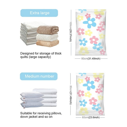 11 PCS Space Saving Sunflowers Pattern Vacuum Storage Bag, Thinken Quilts Clothing Vacuum Seal Storage Bag with a Hand Pump, Including: 3 PCS 80*100 cm，2 PCS 60*80 cm, 3 PCS 50*70 cm, 2 PCS 40*60 cm