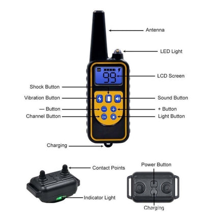 880-2 800 Yards Rechargeable Remote Control Collar Dog Training Device Anti Barking Device, 880-2 Black Black, 880-2 Black+Orange - DealBuddy