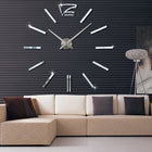 39 inch Bedroom Home Office Decoration Modern Frameless Large DIY 3D Mirror Wall Sticker Mute Clock