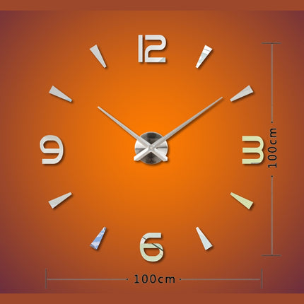 Bedroom Home Decoration Watch Frameless 3D Mirror Large DIY Wall Sticker Mute Clock, Size: 100*100cm, 3M013S (Silver), 3M013S (Black), 3M013S (Gold)