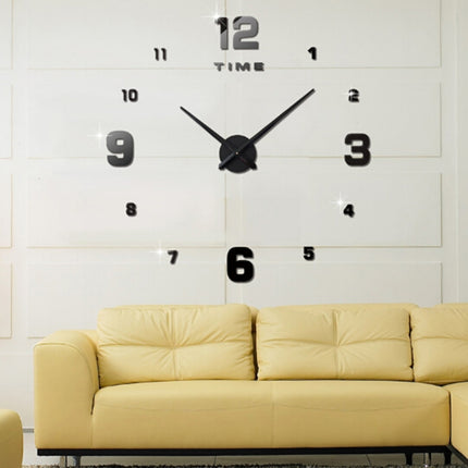 Bedroom Home Decoration Mirrored Number Frameless Large 3D DIY Wall Sticker Mute Clock, Size: 100*100cm