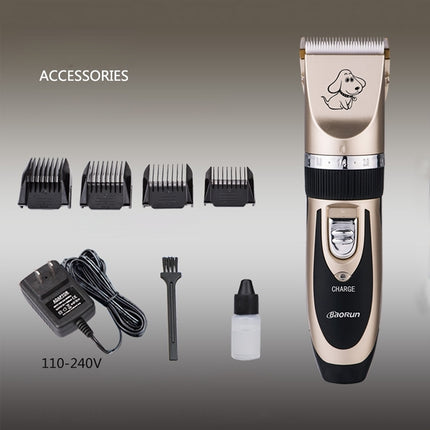 P2 110-240V Ceramics Titanium Professional Pet Electric Scissors Pets Hair Clippers with Four Combs, Ceramics Titanium Scissors - DealBuddy
