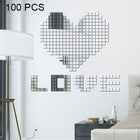 100 PCS Square Crystal Mosaic Mirror Acrylic Stereo Wall Stickers Creative Background Home Living Room Wall Sticker,Size:3*3cm, Size:3*3 Color:Silver, Size:3*3 Color:Black