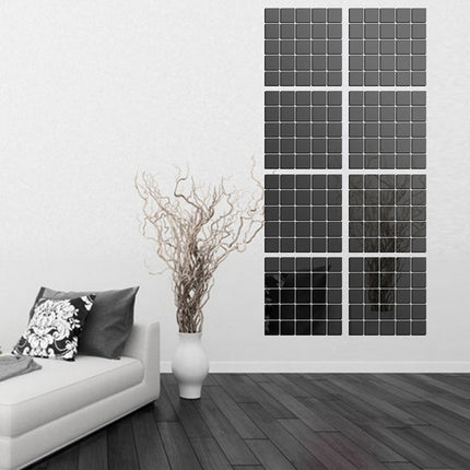 100 PCS Square Crystal Mosaic Mirror Acrylic Stereo Wall Stickers Creative Background Home Living Room Wall Sticker,Size:4*4cm, Size:4*4 Color:Silver, Size:4*4 Color:Black, Size:4*4 Color:Gold