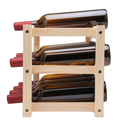 Solid Wood Folding 12-bottle Wine Display Rack Multi-layer Wine Rack, Size: 46x24x28cm