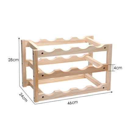 Solid Wood Folding 12-bottle Wine Display Rack Multi-layer Wine Rack, Size: 46x24x28cm