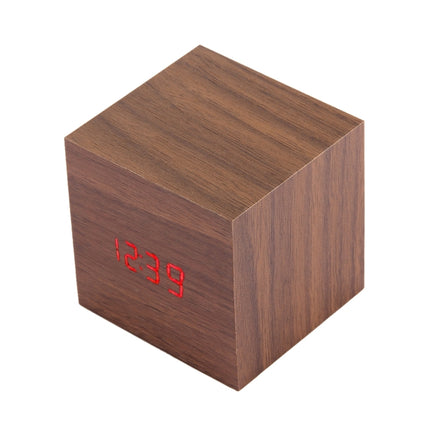 Wood Clock Desk Table LED Digital Display Alarm Clock with Time & Date & Temperature Display