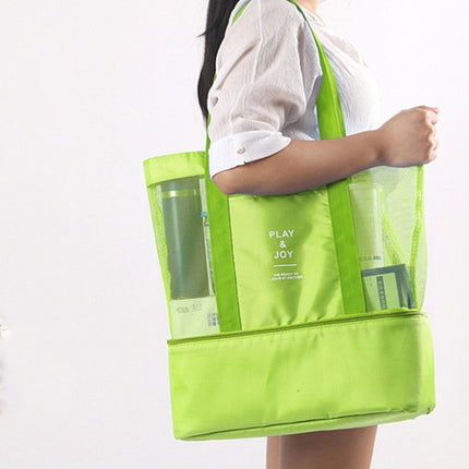 Portable Double Layer Mesh Sport Duffel Beach Picnic Shoulder Storage Bag Handbag, Double Layer Handbag(Green), Double Layer Handbag(Blue) - DealBuddy