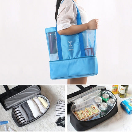 Portable Double Layer Mesh Sport Duffel Beach Picnic Shoulder Storage Bag Handbag - DealBuddy