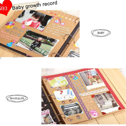 DIY Creativity Loose-leaf Type Retro Imitation Leather Lashing Children Growth Memorial Photo Album