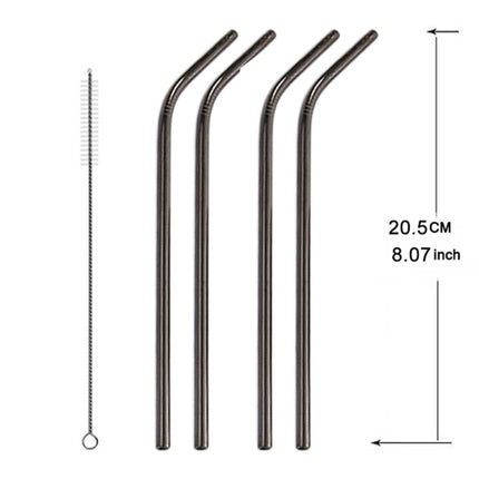 5pcs Reusable Stainless Steel Bent Drinking Straw + Cleaner Brush Set Kit,  215*6mm, 215*6mm (Bent) - DealBuddy