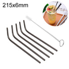 5pcs Reusable Stainless Steel Bent Drinking Straw + Cleaner Brush Set Kit,  215*6mm, 215*6mm (Bent) - DealBuddy