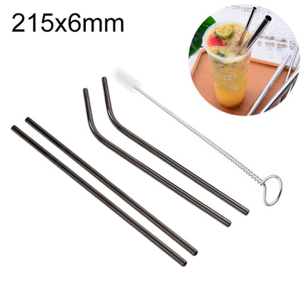 4pcs Reusable Stainless Steel Drinking Straw + Cleaner Brush Set Kit,  215*6mm, 215*6mm (Combination) - DealBuddy