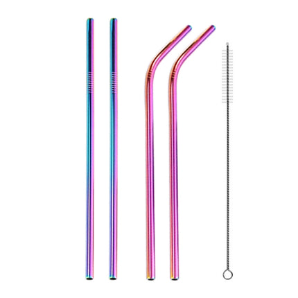4pcs Reusable Stainless Steel Drinking Straw + Cleaner Brush Set Kit,  215*6mm, 215*6mm (Combination) - DealBuddy
