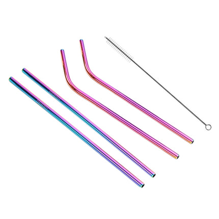 4pcs Reusable Stainless Steel Drinking Straw + Cleaner Brush Set Kit,  215*6mm, 215*6mm (Combination) - DealBuddy