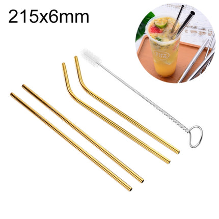 4pcs Reusable Stainless Steel Drinking Straw + Cleaner Brush Set Kit,  215*6mm, 215*6mm (Combination) - DealBuddy