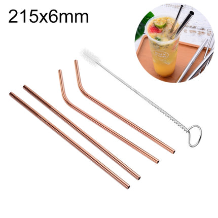 4pcs Reusable Stainless Steel Drinking Straw + Cleaner Brush Set Kit,  215*6mm, 215*6mm (Combination) - DealBuddy